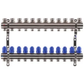 Коллекторный блок с термостатическими клапанами KOER KR.1100-12 1"x12 WAYS (KR2638) №1