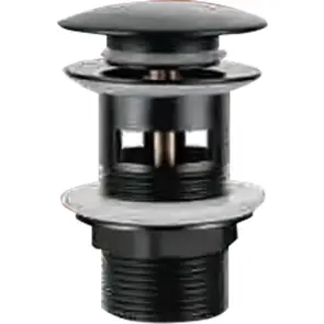 Донний клапан з переливом (кнопка) ZERIX LR65B-2 чорний (ZX4735) №1