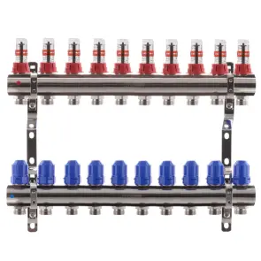Коллекторный блок с расходомерами KOER KR.1110-10 1"x10 WAYS (KR2647) №1