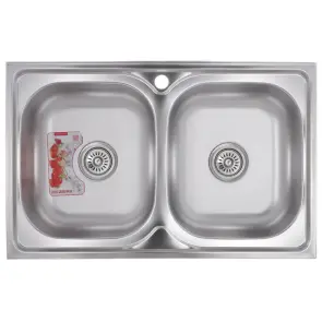 Мийка кухонна ZERIX Z8050D-08-180MD DOUBLE (micro decor) (ZM0613) №1