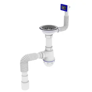 Сифон для кухни ZERIX SK-02-A 3 1/2"x40 с резьб. выпуском и гибким прямоугольным переливом №1