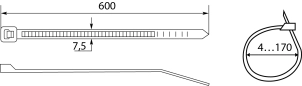Хомуты кабельные CHS 600 х 8 мм белые (упак 100шт) №2