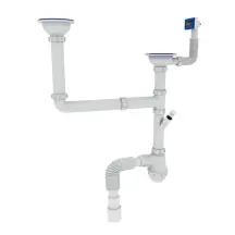 Сифон для кухни ZERIX SK-03-A 3 1/2"x40 с двумя резьб. выпусками и отводом для стиральной машины