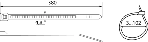 Хомуты кабельные CHS 380 х 5 мм белые (упак 100шт) №2