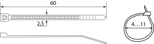 Хомуты кабельные CHS 60х3 мм белые (упак 100шт) №2