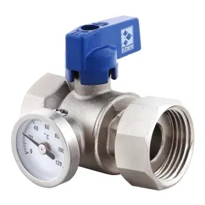 Кран ГГБ с накидной гайкой с термометром Koer KR.1034 - 1" прямой (KR2892) №3