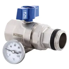 Кран с американкой "антипротечка" с термометром Прямая Koer KR.1032-Gi - 1" (KR2893) №2