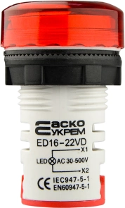 Круглый цифровой измеритель напряжения ED16-22VD 30-500В АС (красный) №3