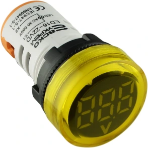 Круглый цифровой измеритель напряжения ED16-22VD 30-500В АС (желтый) №2
