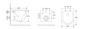 Унитаз подвесной Mixxus Premium Ellipse-0302-T3 495x360x370mm, система смыва Tornado 3.0 (MP6462) №4