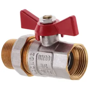 Кран с американкой 3/4" Прямая WATERPRO красный (WP0152) №3