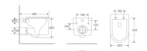 Унітаз підвісний Mixxus Premium Topper-0101-T3 495x355x375mm, система змиву Tornado 1.0 (MP6476) №3