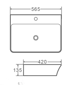 Умывальник накладной керамический Mixxus Premium Bevel-0202 с переливом 560x415x125mm (MP6481) №2