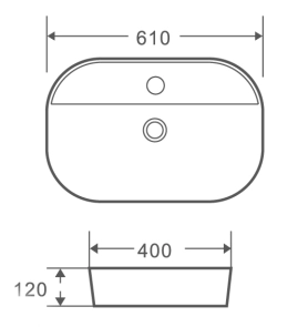 Умывальник накладной керамический Mixxus Premium Ellipse-0202 610x400x120mm (MP6483) №2