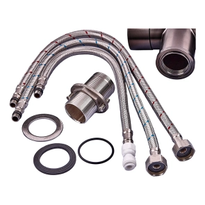 Смеситель Для кухни с гибким изливом на две воды Zerix KIT-021 Graphite REFL.Black из нерж. стали ( №5
