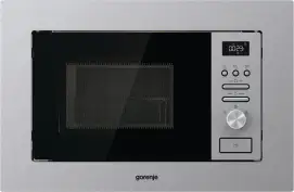 Мікрохвильова піч Gorenje вбудовувана, 20л, міх. управл., 800Вт, гриль, дисплей, інвертор, нерж