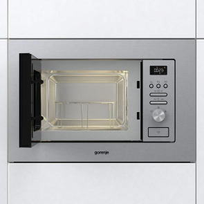 Микроволновая печь Gorenje встраиваемая, 20л, мех. управл., 800Вт, гриль, дисплей, инвертор, нерж №7