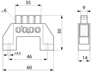 Нулевая шина в пластиковом корпусе BC-6A 4 отв. (6*9) №3