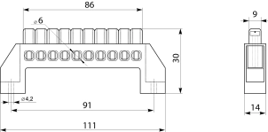 Нулевая шина в пластиковом корпусе BC-6A 10 отв. (6*9) №3
