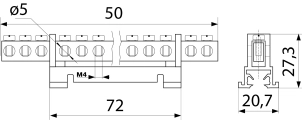 BC-510 6х9 10 отв. Нулевая шина с изолятором на Din-рейке №3