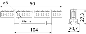 BC-515 6х9 15 отв. Нульова шина з ізолятором на Din-рейку №2