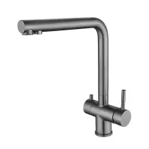 Змішувач для кухНі Zerix LUX-021 graphite з виходом для питної води (нерж. сталь) (ZX4871)