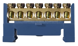 BC-507 6х9 7 отв. Нульова шина з ізолятором на Din-рейку