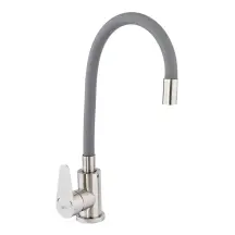 Смеситель Для кухни с серым гибким изливом Zerix Fox-011 Refl.Gray с нерж. стали SUS304 (ZX4834)