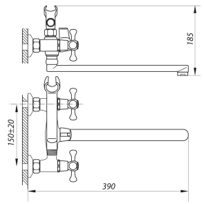 Змішувач для ванни Zerix DML 827 (ZX2996) №2