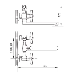 Смеситель Для ванны Zerix DMT-3-B 722 (ZX2939) №2