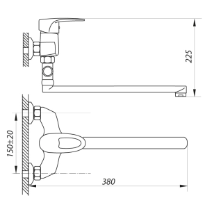 Смеситель Для ванны Zerix EDL 180 (ZX0030) №2