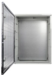 Корпус из АБС-пластика, ударопрочный, с монтажной панелью, прозрачная дверца, 60*80*28, IP65, серии UBox №1