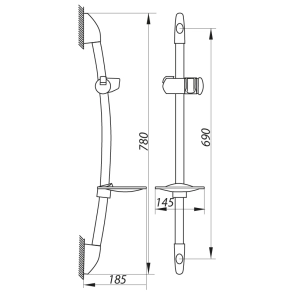 Стойка для душа Zerix L106C с мыльницей (без шланга и лейки) (LL1759) №2