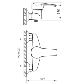 Змішувач для душу Zerix LOP-B 135 (ZX0039) №2