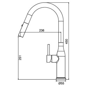 Кухонный смеситель с выдвижным изливом KOER KI-70004-07 (нерж. сталь) (KR3387) №8