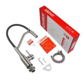 Смеситель Для кухни Koer KI-70026-02 с черным силиконовым изливом (KR5209) №7