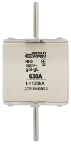 Предохранитель ножевой с плавкой вставкой NH3 630A gG №1