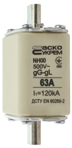 Предохранитель ножевой с плавкой вставкой NH00 63A gG №3