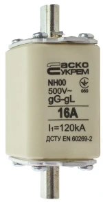 Предохранитель ножевой с плавкой вставкой NH00 16A gG №3
