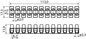 Клеммные колодки 6 мм²/6А черная тип W(U) №4