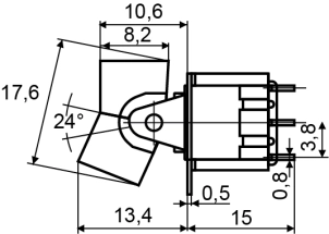 Тумблер клавишный RLS-203 ON-OFF-ON 3Пол. *6Конт. №3