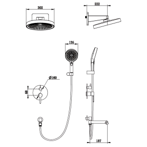 Вбудована душова система Koer KB-66029-01 3 функції, колір хром (KR5483) №4