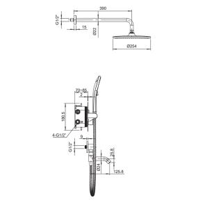 Вбудована душова система з термостатом Koer KB-67012-05 (Колір чорний) (KR4729) №2