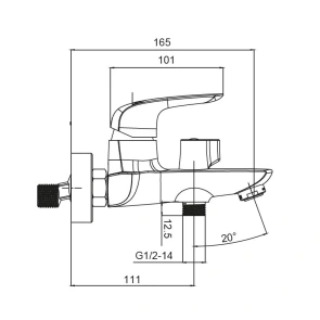 Змішувач для ванни з коротким зливом Koer KB-40008-05 (Колір чорний) (KR3473) №2