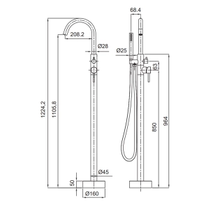 Змішувач для ванної Koer KI-45015-02 (з нерж. сталі) (Колір нерж) (KR4787) №2