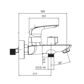 Змішувач для ванни з коротким зливом Koer KB-40008-01 (Колір хром) (KR3472) №2