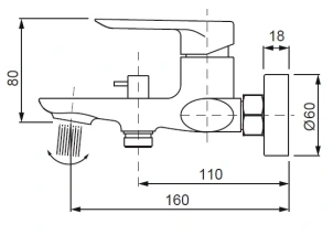 Смеситель Для ванны с коротким изливом Koer KB-40028-07 (KR5308) №6