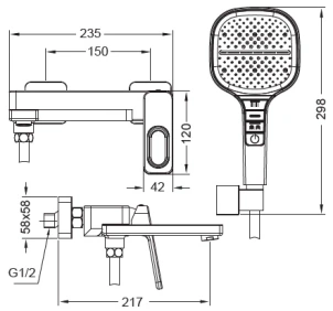 Смеситель Для ванны Koer KB-41031-05 с коротким изливом (KR5437) №3