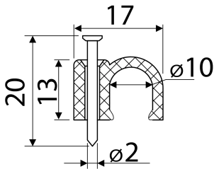 Скоба черная CHR-10 мм круглая (100 шт.) №2
