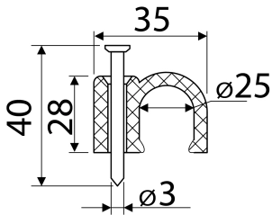 Скоба біла CHR-25 мм кругла (50шт) №3
